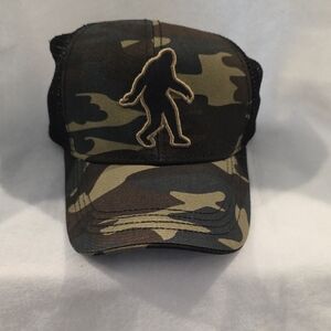 Camo Trucker Hat with Bigfoot Emblem